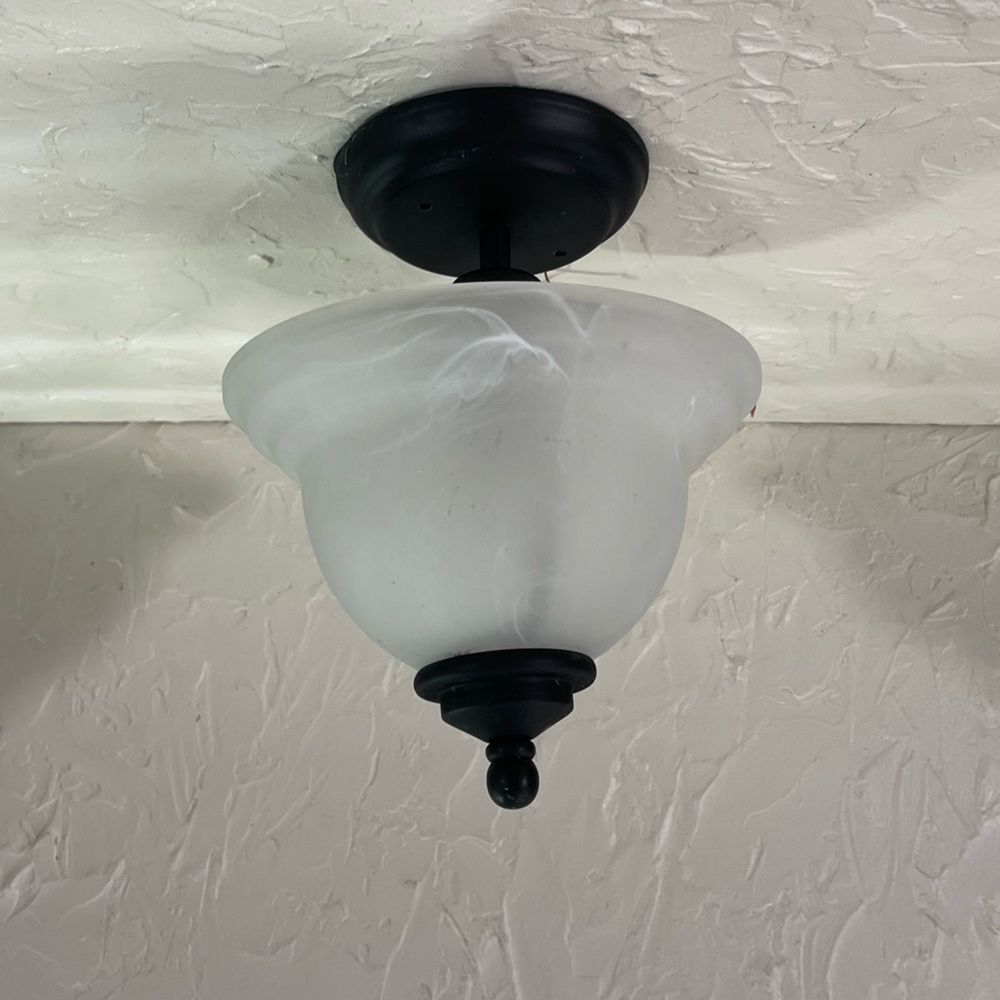 Semi Flush Mount Ceiling Fixture w/Frosted Glass Shade